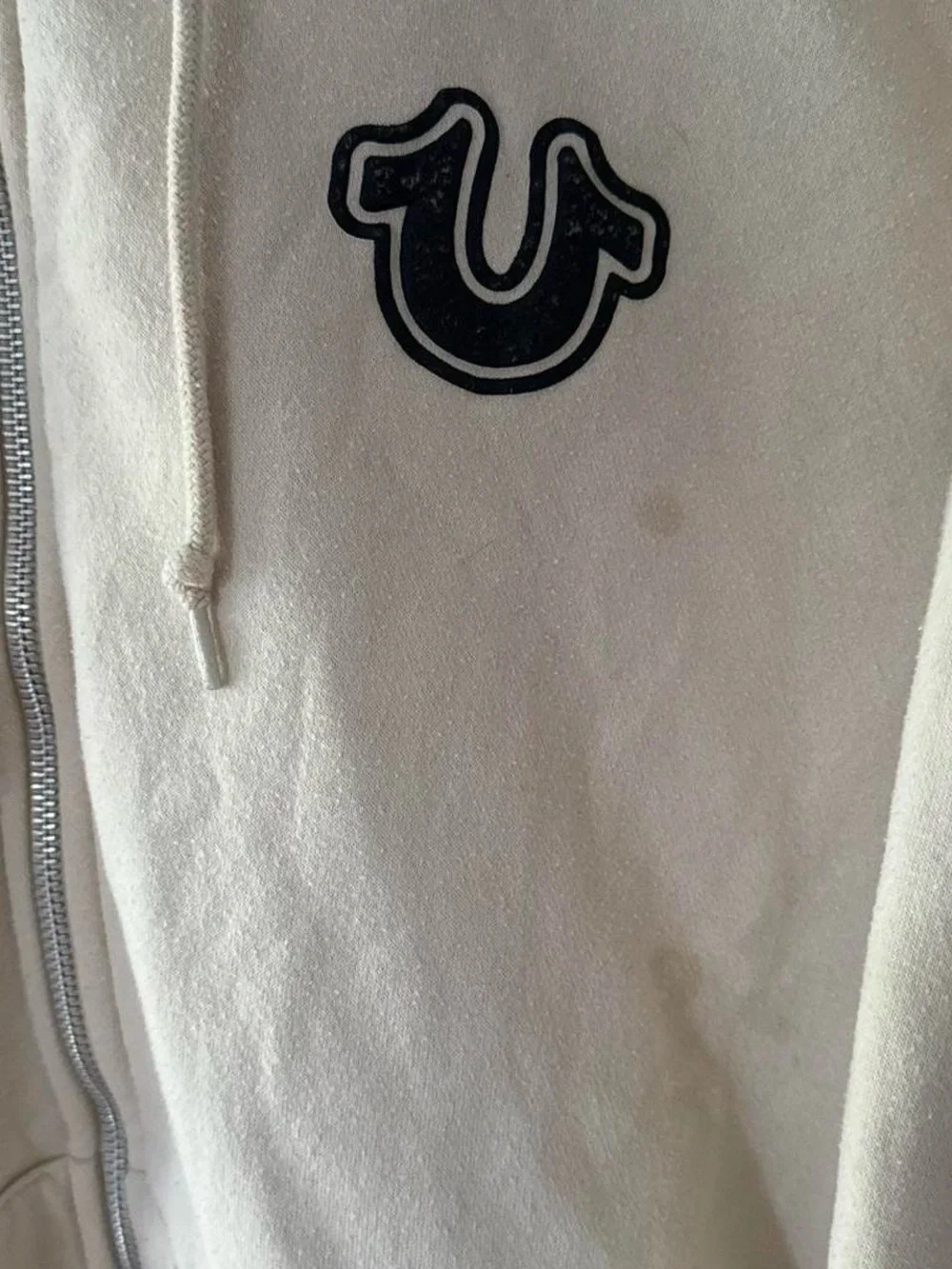 True Religion Cream / White Pullover Full Zip Buddha Graphic Hoodie